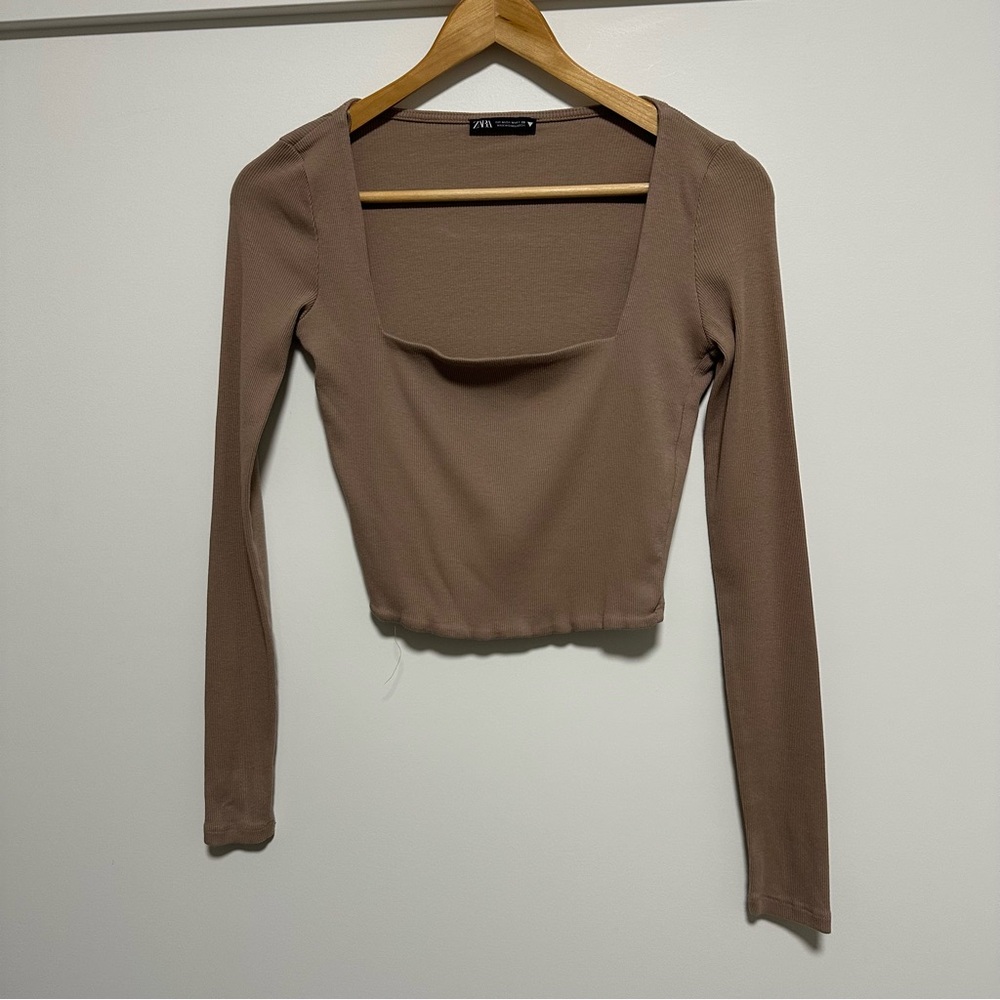 Zara Taupe Long Sleeve Women's Top